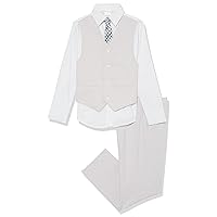 Van Heusen Boys' 4-Piece Formal Suit Set, Vest, Pants, Collared Dress Shirt, and Tie