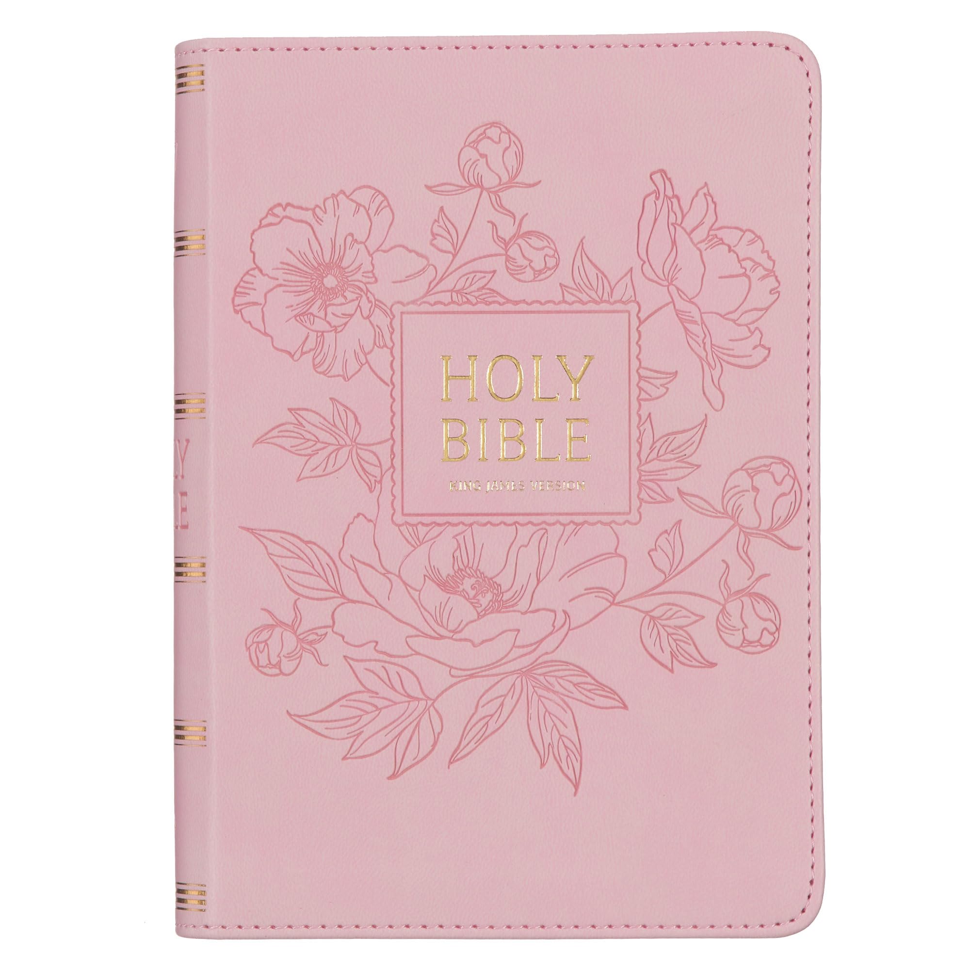 KJV Holy Bible, Compact Large Print Faux Leather Red Letter Edition - Ribbon Marker, King James Version, Pink