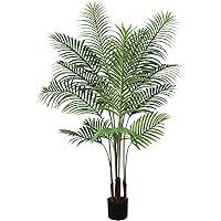 Artificial Areca Palm Plant, 5 FT Fake Palm Tree in Pot, Tall Faux Silk Plant, 12 Leaves Faux Palm for Home Decor Office Living Room Perfect Housewarming Gift