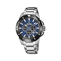 Festina F20641/2 Men's Analogue Quartz Watch with Stainless Steel Strap, Silver-black-blue, Bracelet