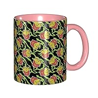 GeRRiT Funny French Fries Mug 11 Oz with Full Print,Funny Coffee Mugs Funny for Mother's Day, Dad, Friend Pink