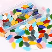 Flat Glass Mosaic Tiles, 150 pcs Stained Glass Mosaic, Waterdrop Gems for Home Decoration DIY Crafts
