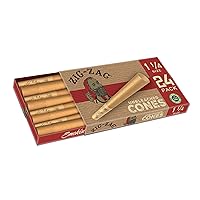 ZIG-ZAG Unbleached Pre Rolled Chemical-Free Rolling Papers for a Slow Burn, 1 1/4 Size - Pack of 1, 24 Cones