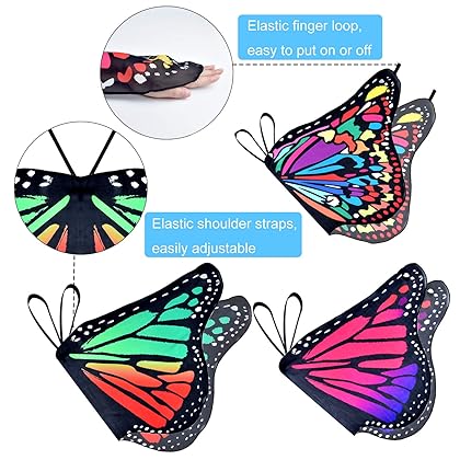 9 Pieces Kids Butterfly Costume Fairy Butterfly Wings Masquerade Masks Halloween Girls Dress Up Pretend Play