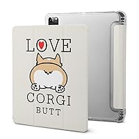 Love Corgi Butt Stand Case Soft PU Leather Cover with Pen Holder Auto Sleep Wake Cover Compatible with IPAD Pro 2020 （11in）