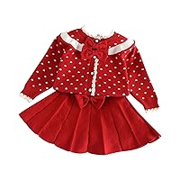 Premature Outfits Girl Sleeve Sweater Set Fashion Preppy Knit Two Dresses Outfits Welcome Home Baby Girl (RD2, 3-4 Years)