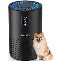 MOOKA Air Purifiers for Home Large Room up to 1076ft², H13 True HEPA Air Filter Cleaner, Odor Eliminator, Remove Smoke Dust Pollen Pet Dander, Night Light(Available for California)-Black