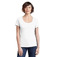 District Made Women's Perfect Weight Scoop Tee DM106L Bright White 4XL