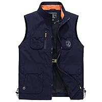 Flygo Men's Utility Outdoor Multi Pockets Fishing Photo Journalist Sports Vest (X-Large, Style 04 Navy Blue)