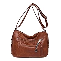 Women Crossbody Bag Heart Decorative Bag Vintage Pu Leather Shoulder Bag Purse Sling Bag Multi Pockets Work Bag Valentine Gift