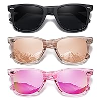 MEETSUN Retro Polarized Sunglasses for Women Men Classic Mirror Lens Driving Trendy Sun Glasses UV Protection (3 Pack)