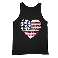 Men's Distressed Heart Flag American Pride Tank-Top