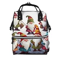 Xmas Funny Gnomes Print Diaper Bag Multifunction Laptop Backpack Travel Daypacks Large Nappy Bag