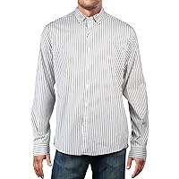 Michael Kors Mens White Striped Slim Fit Button Down Cotton Casual Shirt S