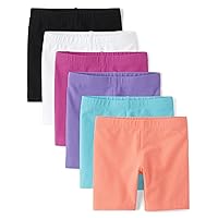 The Children's Place Baby Girls' and Toddler Solid Bike Shorts, Pink/Purple/Black Multi 6-Pack, 5 Years