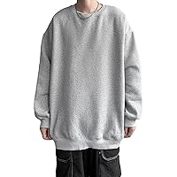 Men's Lightweight Solid Crewneck Sweatshirt Oversized Long Sleeve Comfort Casual Tops Loose Fit Workout Pullover