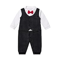 iiniim Toddler Baby Boys Baptism Christening Suit Romper with Coat Gentleman Outfits for Wedding Birthday Party