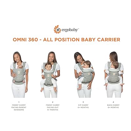Ergobaby Omni 360 All-Position Baby Carrier for Newborn to Toddler with Lumbar Support (7-45 Pounds), Pure Black, 1 Count (Pack of 1)