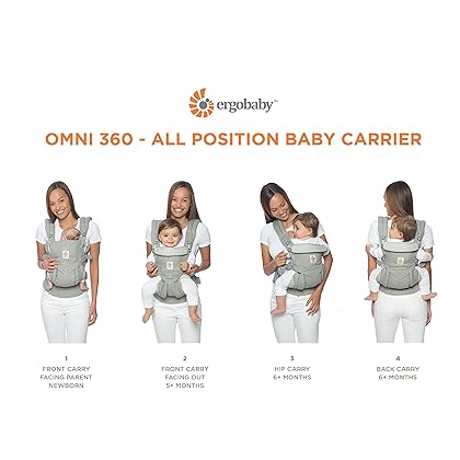 Ergobaby Omni 360 All-Position Baby Carrier for Newborn to Toddler with Lumbar Support (7-45 Pounds), Heritage Blue