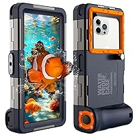 Latest Upgrade Underwater Snorkeling Diving Phone Case for iPhone15/14/13/12/11 Pro Max/XR/XS/X and Samsung Galaxy S24/S23/S22/S21 Plus Ultra etc, [50ft/15m] Professional Dive Waterproof Case-Orange