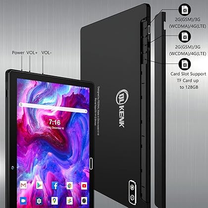 2023 Newest Android 11.0 Tablet, 2 in 1 Tablet 10.1 Inch, 4G Cellular Tablet with Keyboard, 64GB ROM + 4GB RAM, Octa-Core Processor, 2 Sim Slot, 13MP Camera, GPS/ WIFI/ Bluetooth/ Mouse/ Stylus(Black)