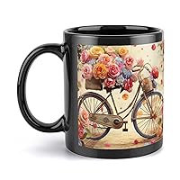 Mugs Large Porcelain Mug Flower Bicycle Ceramic Steeping Mug with Handle Porcelain Coffee Cups Funny Mug Tea Cups with Handle for Men Women