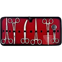 Veterinary Umbilical Cord Scissor Kit, Reusable, High-Grade Stainless Steel Autoclavable, Durable - 7 Pcs