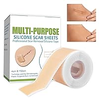 Silicone Scar Sheets (1.6” x 60”), Scar Reducing Silicone Scar Sheets, Silicone Scar Tape, Removal Scar Patches, Medical Grade Scar Silicone Strips for C-Section, Keloids, Tummy Tuck, Surgical