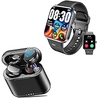 TOZO S4 AcuFit One Smartwatch 1.78-Inch Call/Receive Fitness Tracker Black + T6 Wireless in-Ear Bluetooth 5.3 Headphones Black