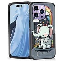 for iPhone 14 Pro Case,Heavy Duty Dual Layer Hybrid Hard PC Soft Rubber Shockproof Protective Rugged Bumper Case for iPhone 14 Pro 6.1 Inch 2022,Cute Baby Elephant