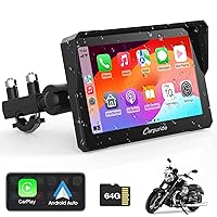 Carpuride W702 for Motorcycle, 7 inch Waterproof Touchscreen, Portable Carplay/Android Auto GPS Navigation for Motorbike, Support Dual Bluetooth, Car GPS, Siri, G00gle Assistant, TF-64G