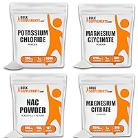 Potassium Chloride Powder 1KG, with Magnesium Glycinate Powder 1KG, NAC Powder (N-Acetyl L-Cysteine) 100G & Magnesium Citrate Powder 1KG Bundle
