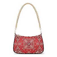 ALAZA Paisley Bandana Boho Red Shoulder Bag Purse for Women Tote Handbag with Zipper Closure