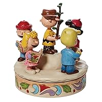 Enesco Peanuts by Jim Shore The Gang Caroling Around The Christmas Tree Hand-Rotated Figurine, 6.5 Inch, Multicolor,Red