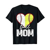 Baseball Softball Ball Heart Mom T-Shirt