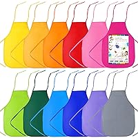 Aoibrloy 12 Pieces 12 Colors Kids Painting Aprons, Children's Artists Smocks for Kitchen, Classroom, Community Event, Crafts and Art Painting Activity