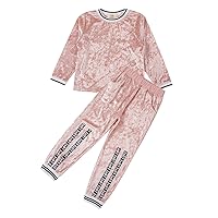TiaoBug Toddlers Warm Velvet Tracksuit Long Sleeves Sweatsuit Pullover Tops with Sweatpants Kids 2 Pieces Clothes Set