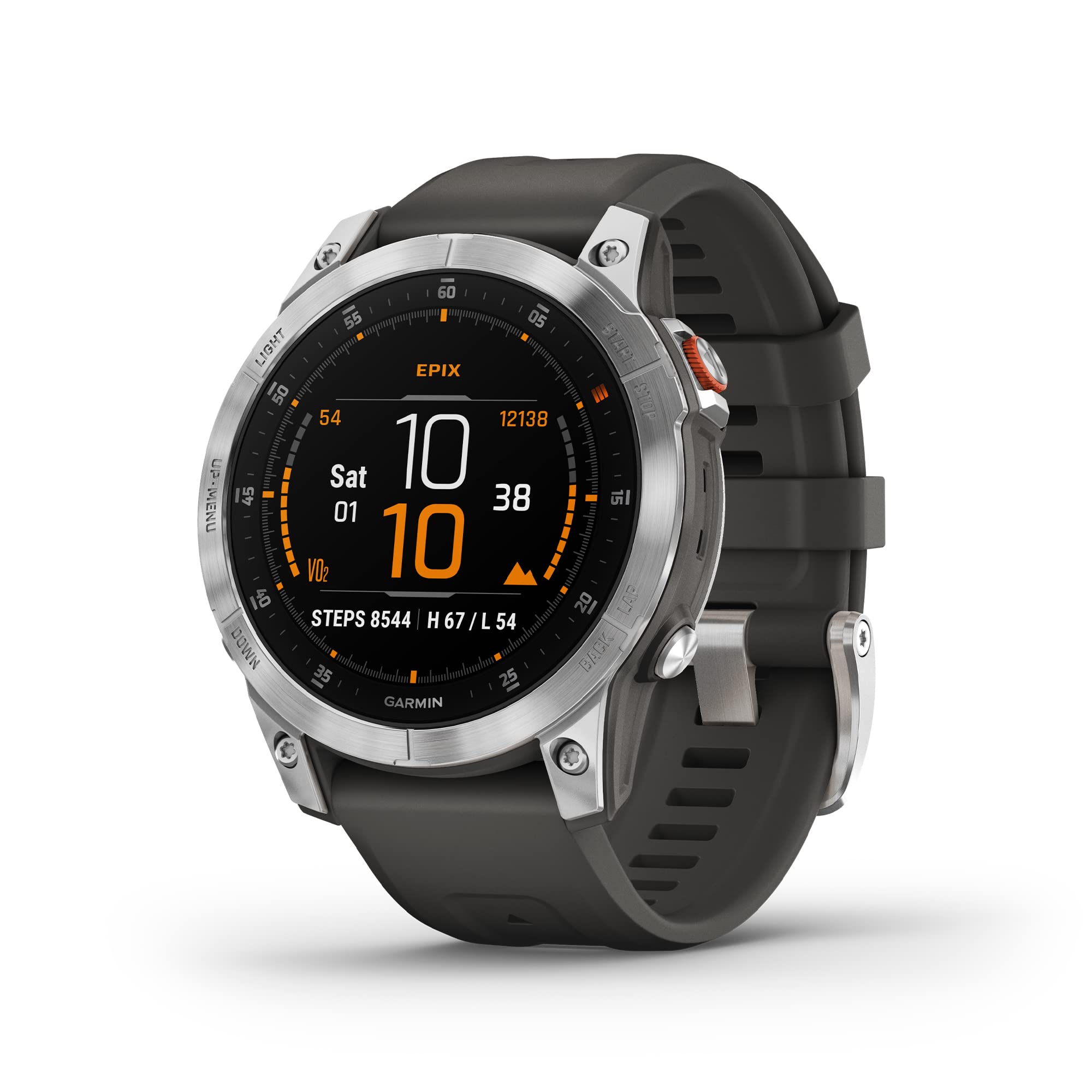 Garmin epix Gen 2, Premium Active smartwatch, Adventure Watch with Advanced Features, Slate Steel & Garmin QuickFit 22 Watch Band - Chestnut Leather