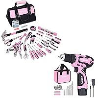 FASTPRO Pink Tool set -220-Piece Lady's Home Repairing Tool Kit & 12V Pink Cordless Lithium-ion Drill Driver