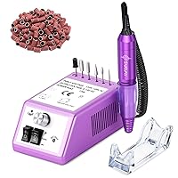 Professional Finger Toe Nail Care Electric Nail Drill Machine Manicure Pedicure Kit Electric Nail Art File Drill with 1 Pack of Sanding Bands (Purple)