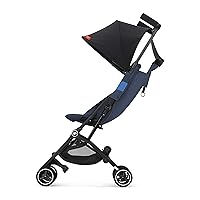 Pockit+ All-Terrain, Ultra Compact Lightweight Travel Stroller with Canopy and Reclining Seat in Night Blue, 10.6 pounds