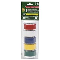 Duck Brand Multi-Purpose Electrical Tape, 0.75-Inch-by-12-Feet, 5-Rolls, Assorted, 5-Pack, Colors May Vary, 60 Foot (280303)