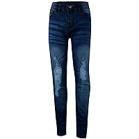 A2Z Kids Boys Stretchy Jeans Knee Ripped Denim Mid Blue Skinny Bikers Pants Trousers