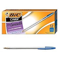 BIC Cristal Xtra Smooth Blue Ballpoint Pens, Medium Point (1.0mm), 12-Count Pack, Extra Smooth and Reliable Ballpoint Pens