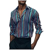 Men's Long Sleeve Shirts Button Down Shirts Striped Shirts Regular Fit Shirts, M-2XL
