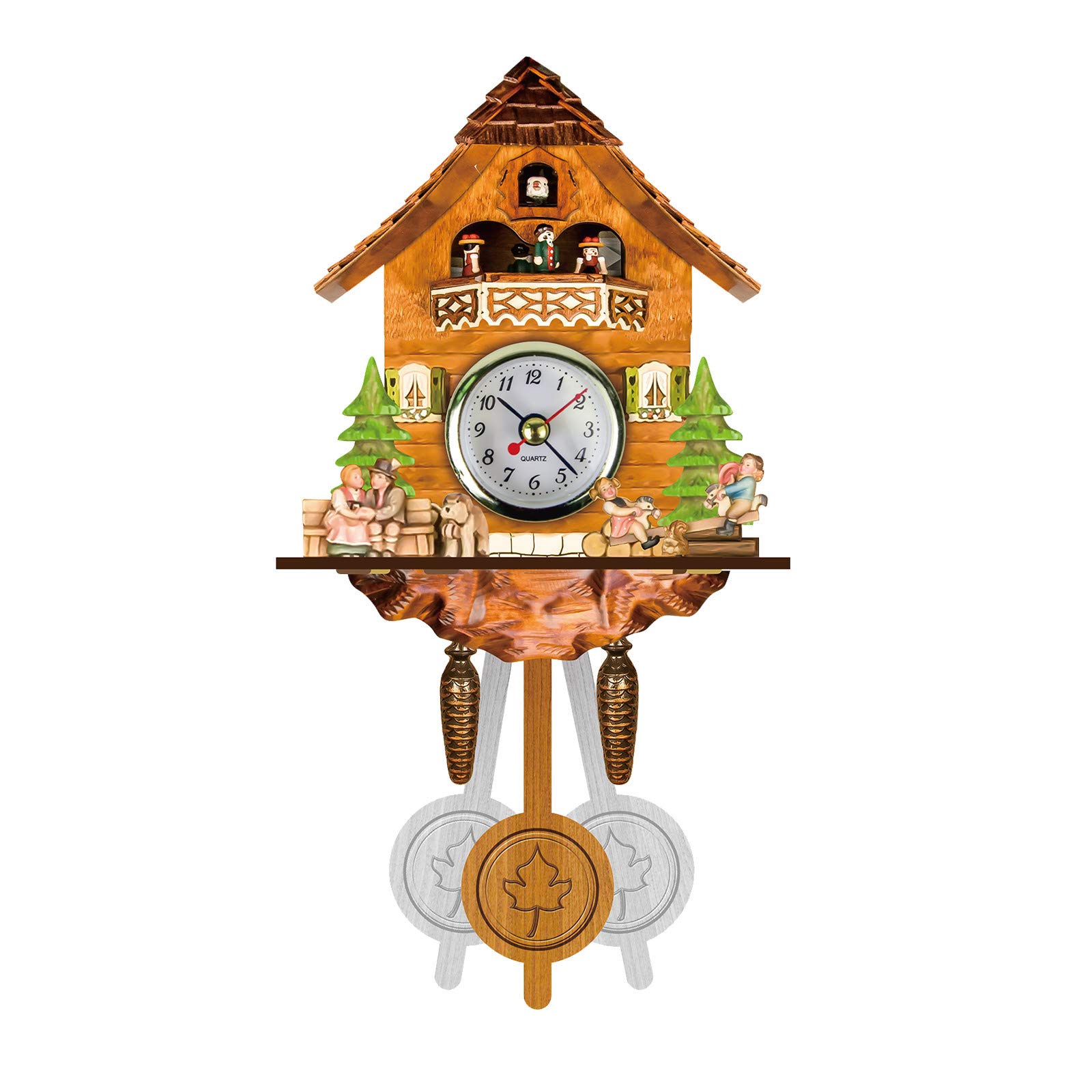 Cuckoo Clock Quartz Cuckoo Clock for Wall, Antique Wooden Handcrafted Chalet Cuckoo Birdhouse Wall Clock, Pendulum Wall Clock Home Decor Hanging Cu...