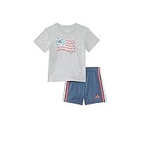 adidas Boys Short Sleeve Cotton Graphic Tee & Shorts Set