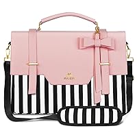 MATEIN Laptop Bag for Women, 15.6 inch Slim Computer Briefcase Sleeve Case, Lightweight Cute Girly Messenger Shoulder Carrying Work Tote Bag with Rfid Pocket, Sister Gifts for School Girl Office, Pink