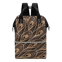 Luxury Gold Black Peacock Pattern Multifunction Diaper Bag Backpack Large Capacity Travel Back Pack Waterproof Mommy Bags