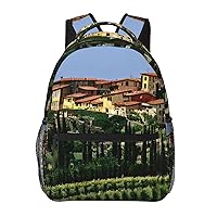 Italy-Tuscan print Lightweight Bookbag Casual Laptop Backpack for Men Women College backpack